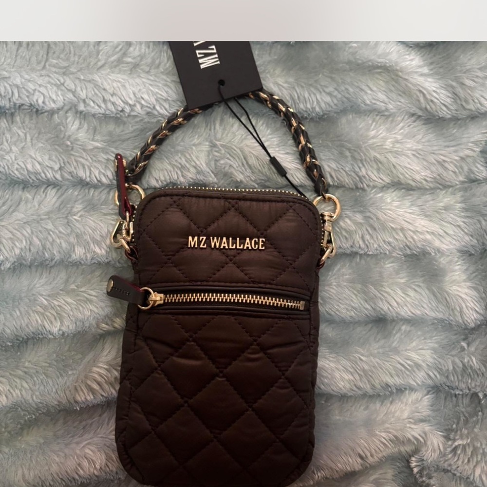 MZ Wallace Black Quilted Crossbody Bag with Chain Straps